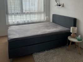 Boxspringbett inkl. Matratze und Toper grau, 140x200cm