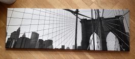 Leinwandbild Brooklyn Bridge - schwarzweiss 90x30 cm