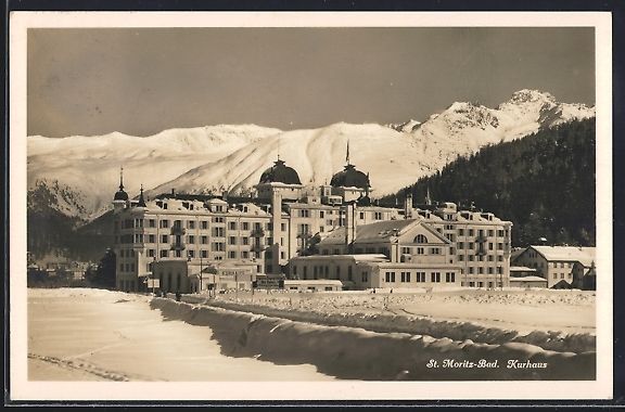 Cartoline postali: St. Moritz-Bad, Das Kurhaus gegen die Be – Usato da Berlin venduto da bartko-reher