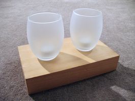 2x Windlicht Milch Glas Becher Vase plus Teelicht Kerze