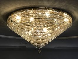 Magnifique plafonnier concentrique en cristal doré