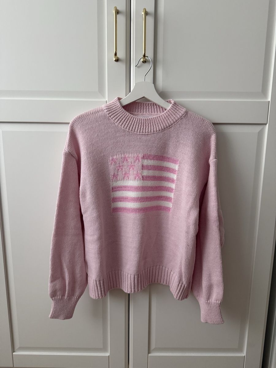 Maglioni & Felpe: Rosa Strickpullover mit USA-Flagge - Lucilia – Usato da Giswil venduto da Ody2