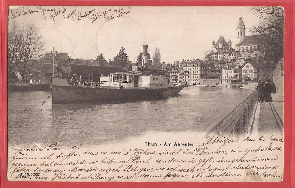 Thun - Dampfschiff 'Stadt Thun' beim Aareufer - 1907