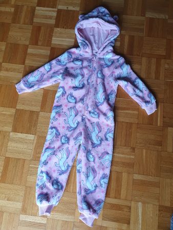 Kinder Einhorn Jumpsuit aus Kuschelvlies Gr. 104