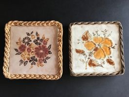 Untersetzer Vintage Pfannen-Unterlage Keramik 14x14 cm 2Stk