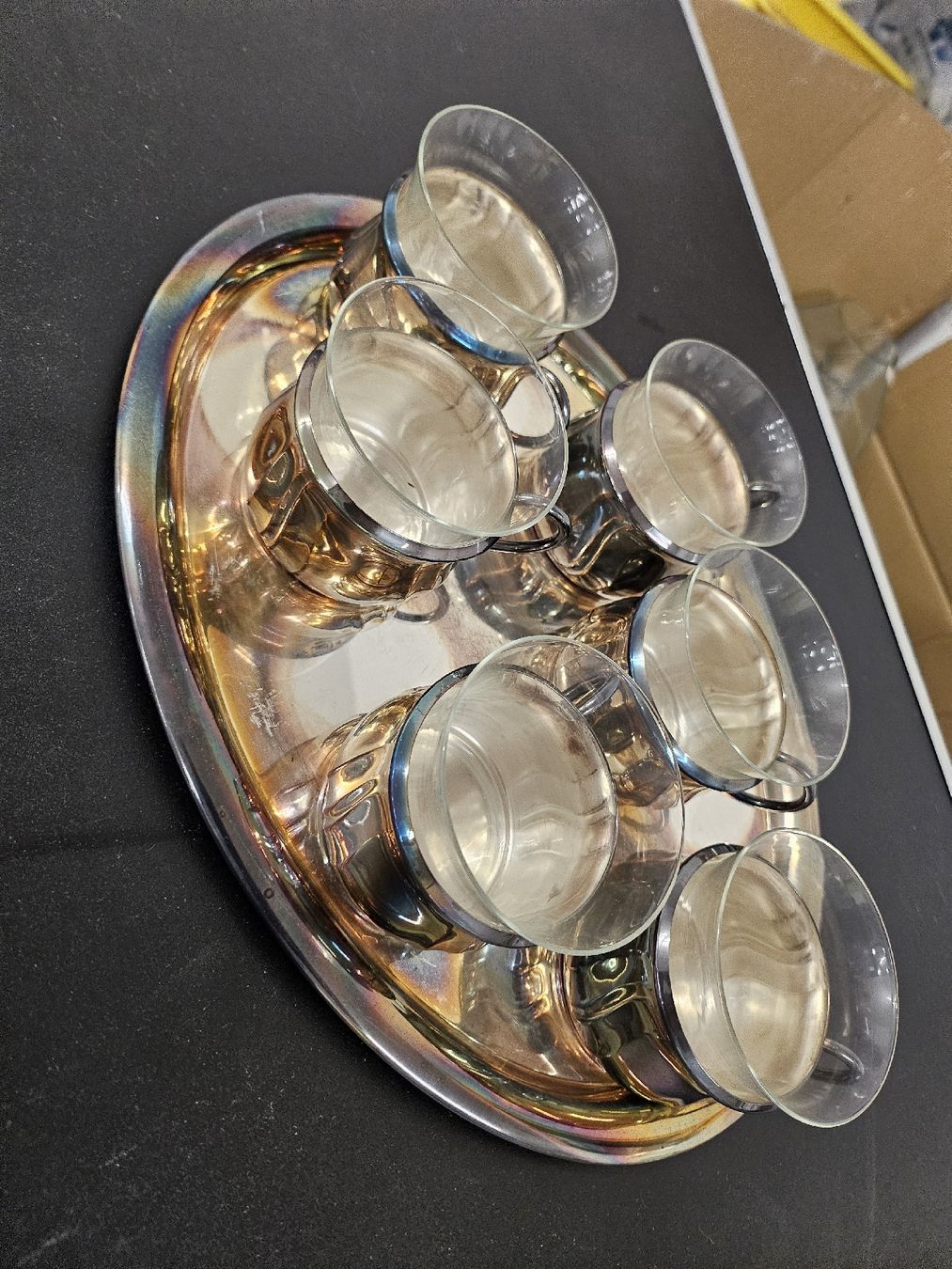 Geschirrsets: Set Gläserträger mit 6 Gläsern und Ablage, Silberoptik – Gebraucht aus St. Gallen von Cocos_Ricardo 7