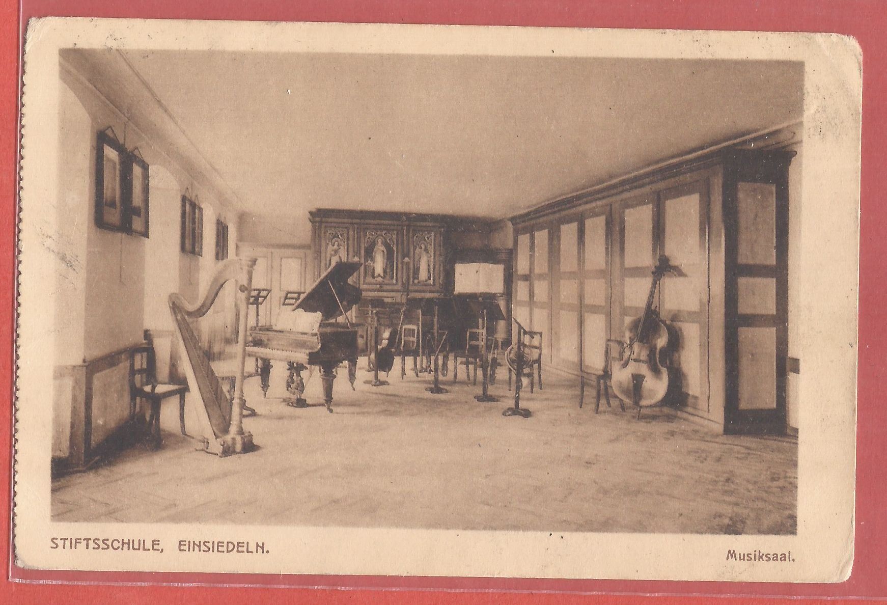 Ansichtskarten: Einsiedeln - Stiftsschule Musiksaal - 1919 – Gebraucht aus Fislisbach von Porano