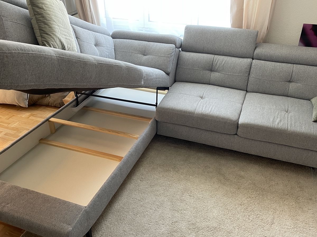 Divani: Ecksofa Stoff grau mit Bettfunktion und Stauraum – Usato da Rickenbach BL venduto da rybenz 6