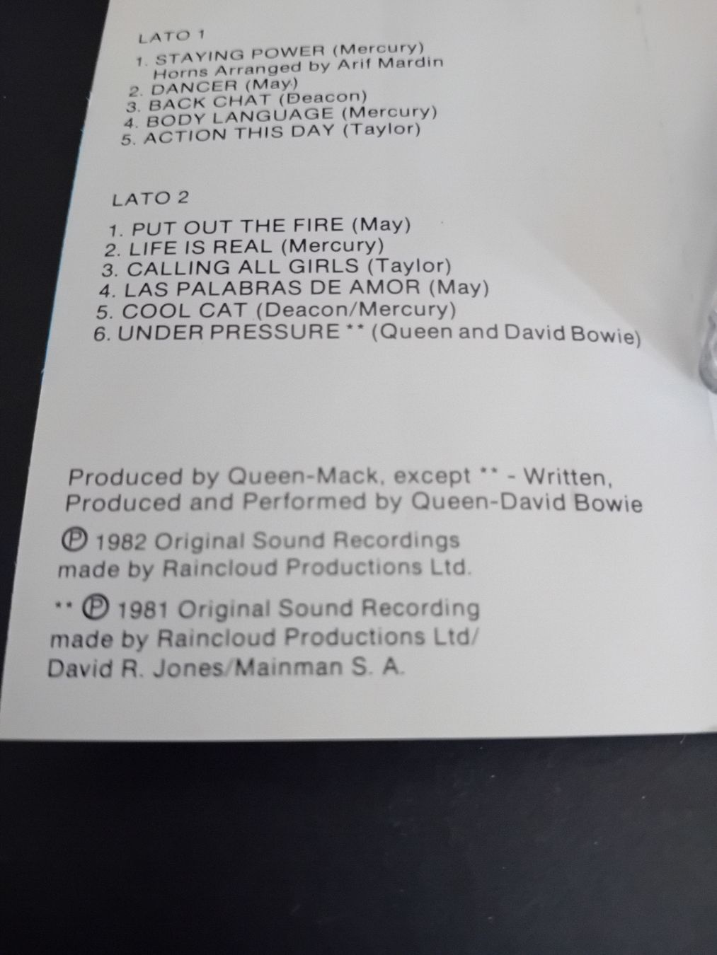 Musicassette: Queen - Hot Space - MC Cassetta originale 1982  – Usato da Biasca venduto da Old_6blh 3