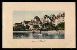 AK Zug, Altstadt, Ortspartie vom Wasser aus
