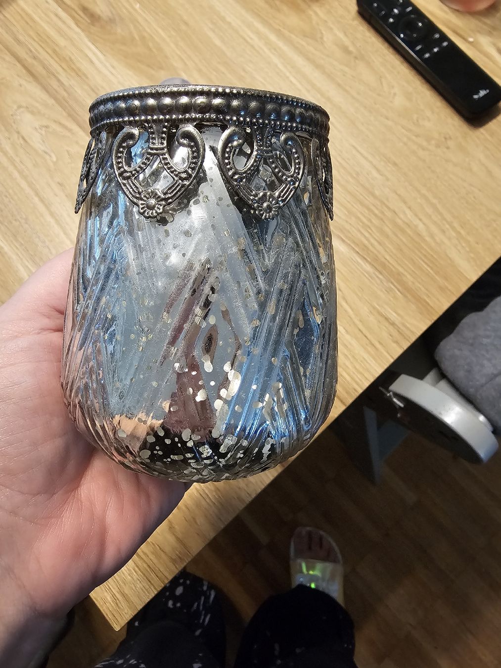 Portacandele: 2x Vintage Teelichthalter, Glas Silber Optik – Usato da Brüttisellen venduto da Miralaurea