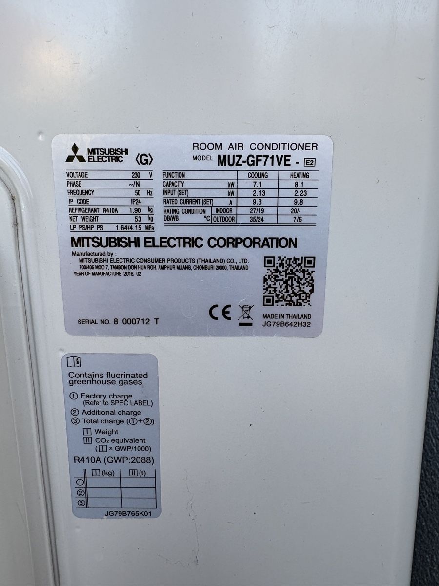Mitsubishi Condizionatori: Split Klimaanlage Mitsubishi 7.1 KW – Usato da Villnachern venduto da Achreschte 2