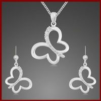 Set Schmetterling Silber 925 Zirkonias, Kette, Ohr-/Anhänger