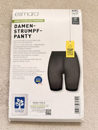 Schwarze Damen Strumpfhose Panty, XXL 52/54, Neu!