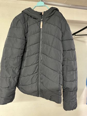 „Daunenjacke“ schwarz mit rosa, 164,