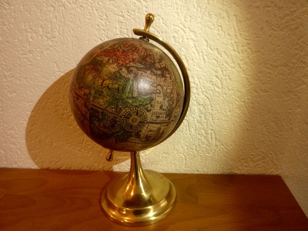 Authentic Models Globusständer Holz Messing | 11x17,5cm Tischständer | Ohne Globus