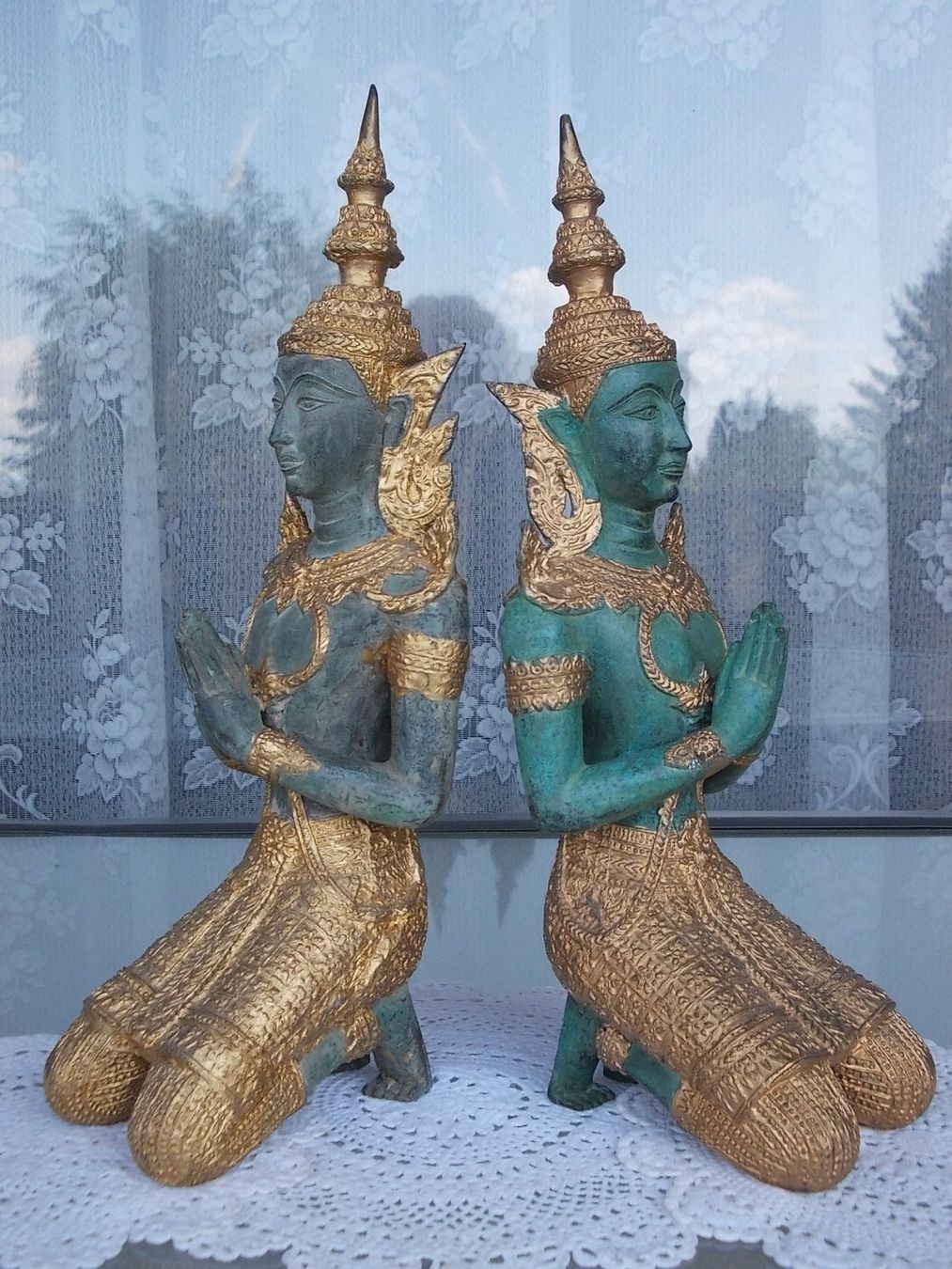 Skulpturen & Statuen: 37cm+38cm Bronze Tempelwächter Paar mit Singhas Löwe 8375 gr – Gebraucht aus Ostermundigen von eschbe 6