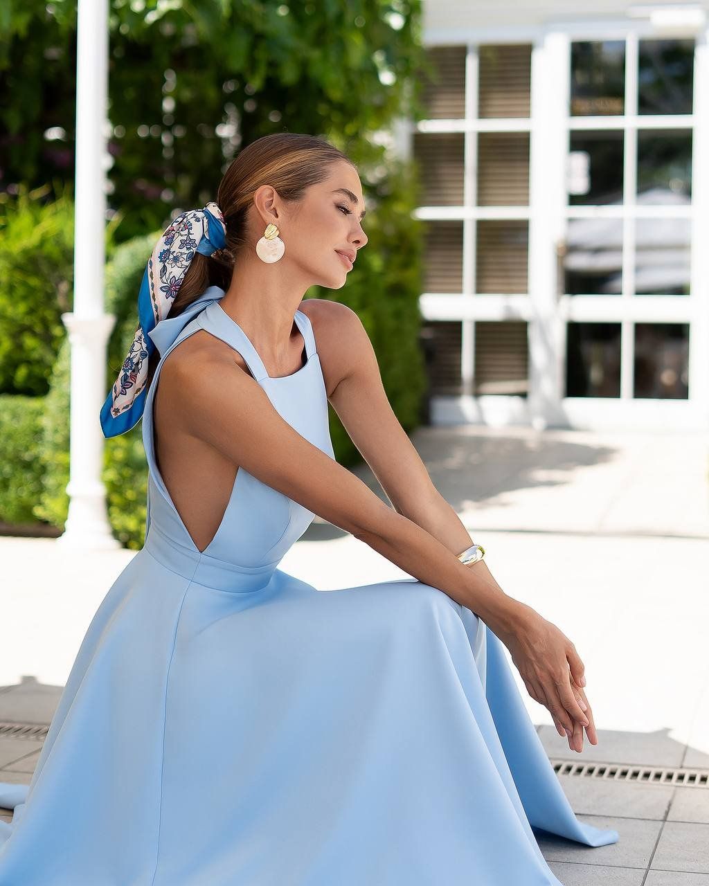 Kleider: Blue Elegant Midi Dress with Bow Size: M – Neu und originalverpackt aus Zürich von Ms.Me-Fashion 3
