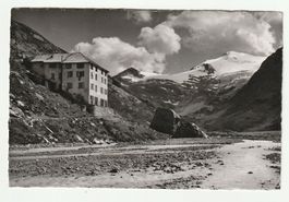 Alte Postkarte Saas-Tal, Hotel Mattmark gegen Monte Moro