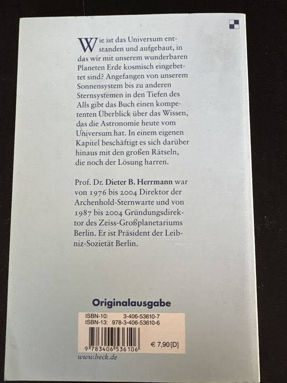Dieter B. Herrmann Das Weltall Aufbau, Geschichte, Rätsel Kaufen