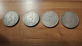 4 Silberadler 5 DM Münzen Silber
