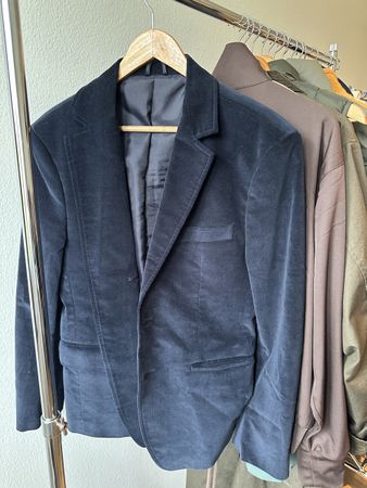 Herren Samt Jackett, Marke Amorns, Dunkelblau,