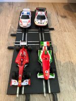 Carrera Autorennbahn mit 4 Autos, Polizei, Formel 1, GT-R...