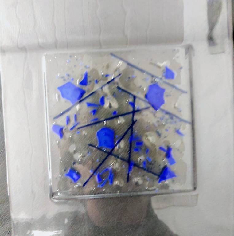 Bicchieri: Tür-Glas-Einsatz oder Glas-Bild blau – Usato da Boswil venduto da sinils 2