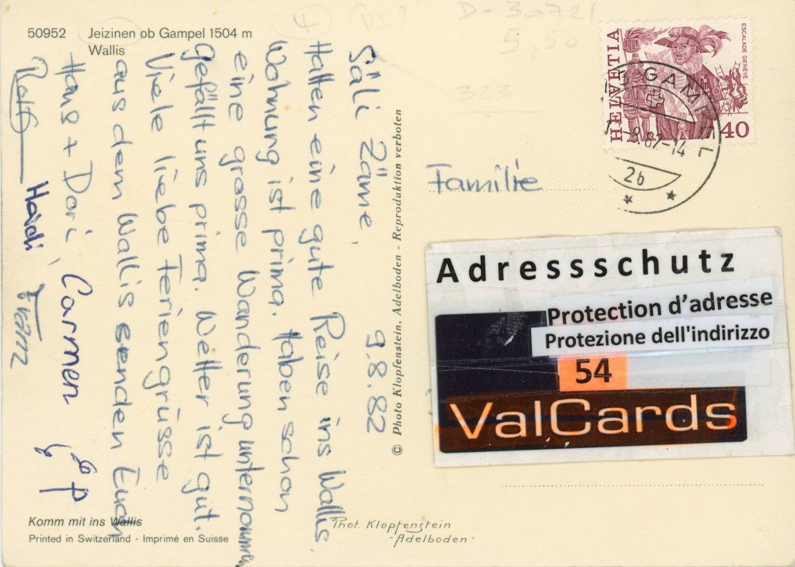 Cartoline postali: Jeizinen   VS  ob Gampel         um 1987 – Usato da Brig venduto da Valcards54 1