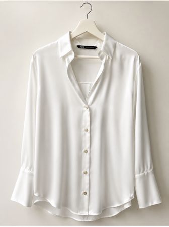 ZARA Seidenoptik Bluse Weiß – Gr. XS (ca.) – nur 1x getragen