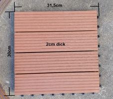 Bodenfliesen WPC braun 30x30cm 2cm Dick NEU