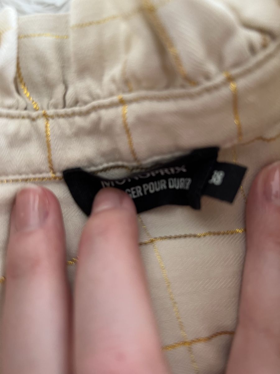 Camicette: Monoprix Bluse, Beige/Gold gestreift, Rüschen, Gr. 38 – Nuovo (secondo la descrizione) da Nyon venduto da ver_z2cy 1
