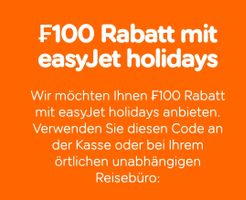 easyJet holidays Fr. 100 Gutschein