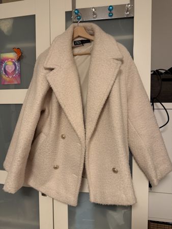 Zara Teddy-Mantel beige Grösse XL
