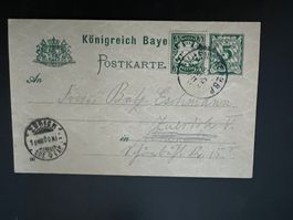 Postkarte Königreich Bayern 1900  Zusatzfrankatur (V830)