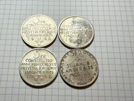 4 Schweizer Gedenkmünzen 5 Franken Silber 