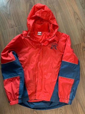 Regenjacke Rot / Blau Grösse 164