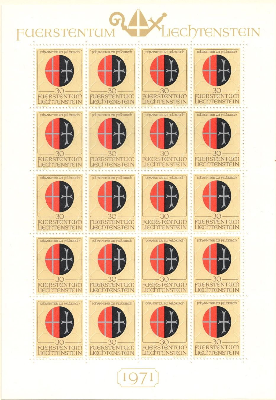 Alle Briefmarken: Kleinbogen  Wappen geistl. Patronatsherren  1971  postfrisch – Neu (gemäss Beschreibung) aus Mellingen von Ginger 2