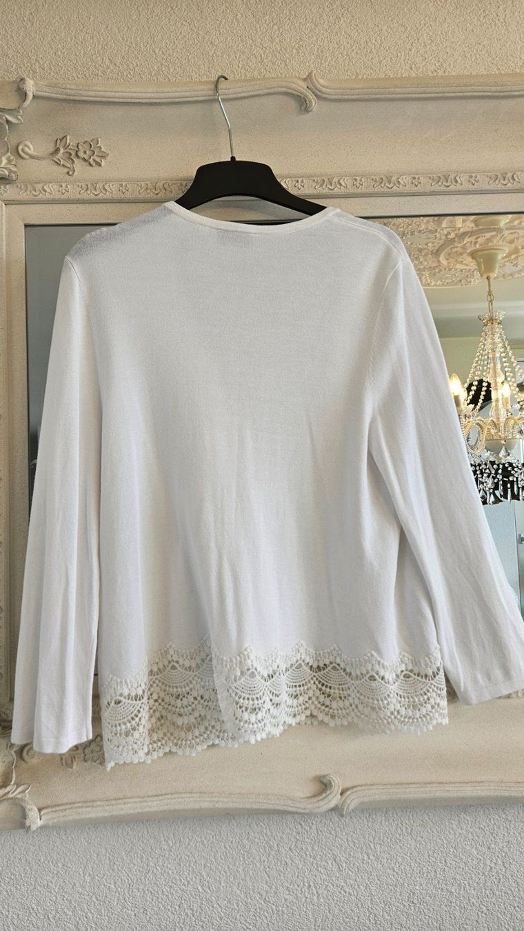 C&A Giacche: Strickjacke Weiss mit Spitze Gr. M / 38 – Usato da Gossau ZH venduto da fashiontwo 1