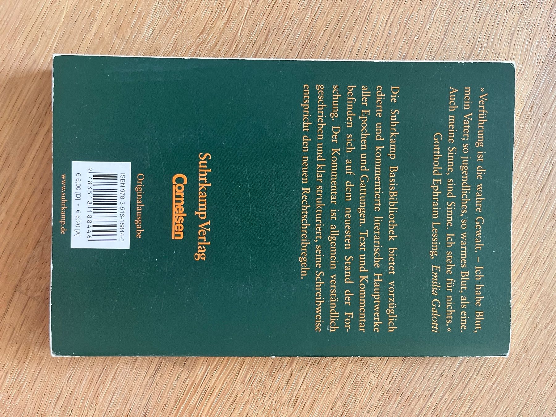 Libri: Gotthold E. Lessing - Emilia Galotti - Text und Kommentar – Usato da Laupen BE venduto da lee_ym6v 1