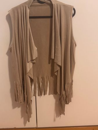 Gilet beige franges style bohème