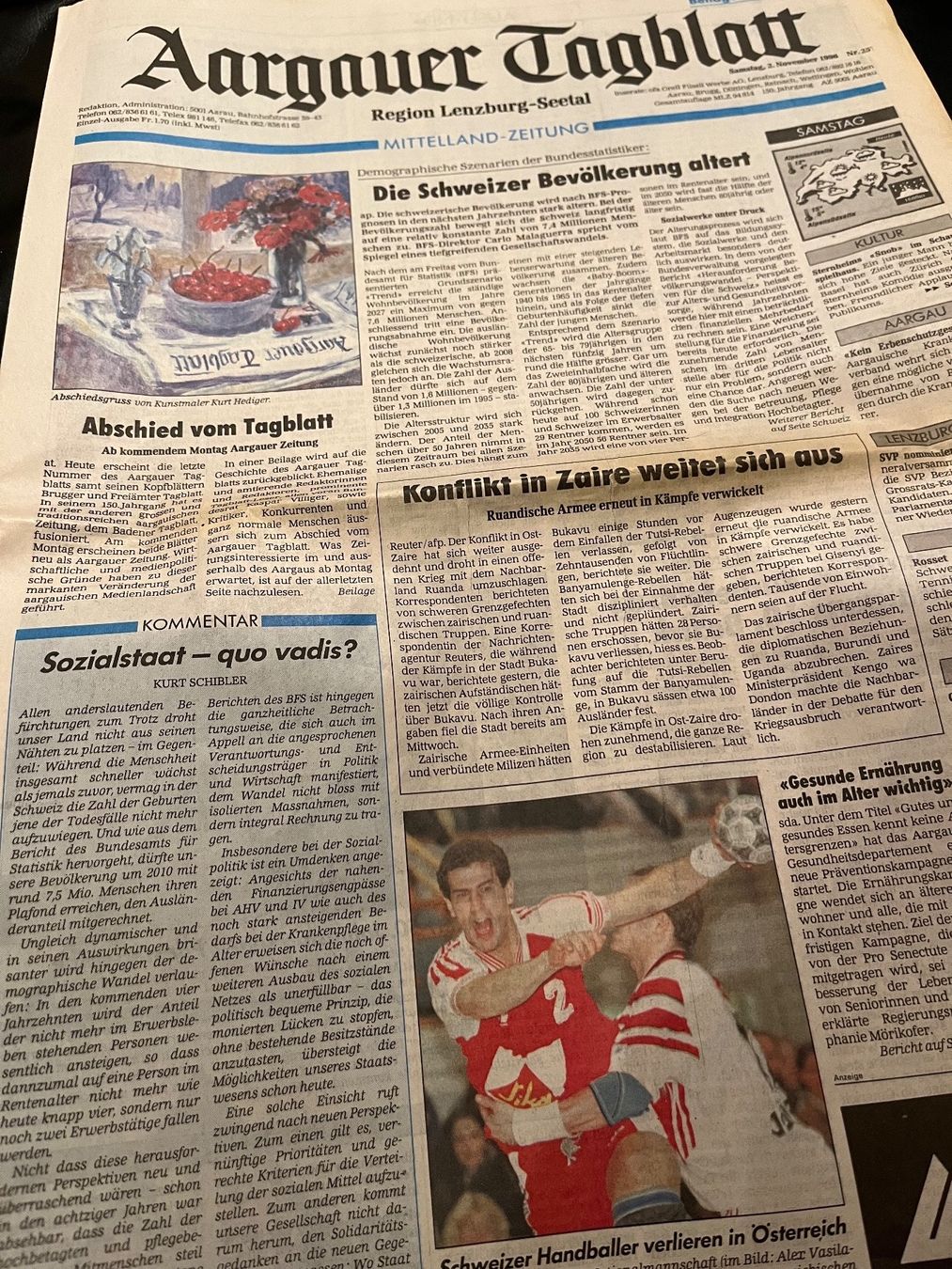 Riviste & Magazine: Aargauer Tagblatt/ letzte Ausgabe 2.Nov.1996 – Usato da hunzenschwil venduto da Oldipark 1