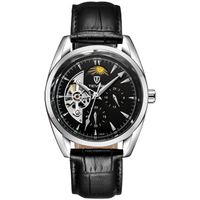 ⌚Herrenuhr Automatik Leder Schwarz Schwarz Tourbillon NEU