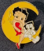 T252B - Pin Comics Betty Boop & Katze auf dem Mond / Augen