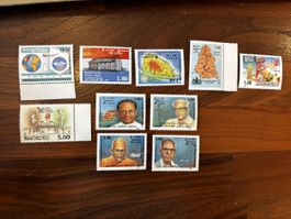 9 Briefmarken Sri Lanka, guter Zustand