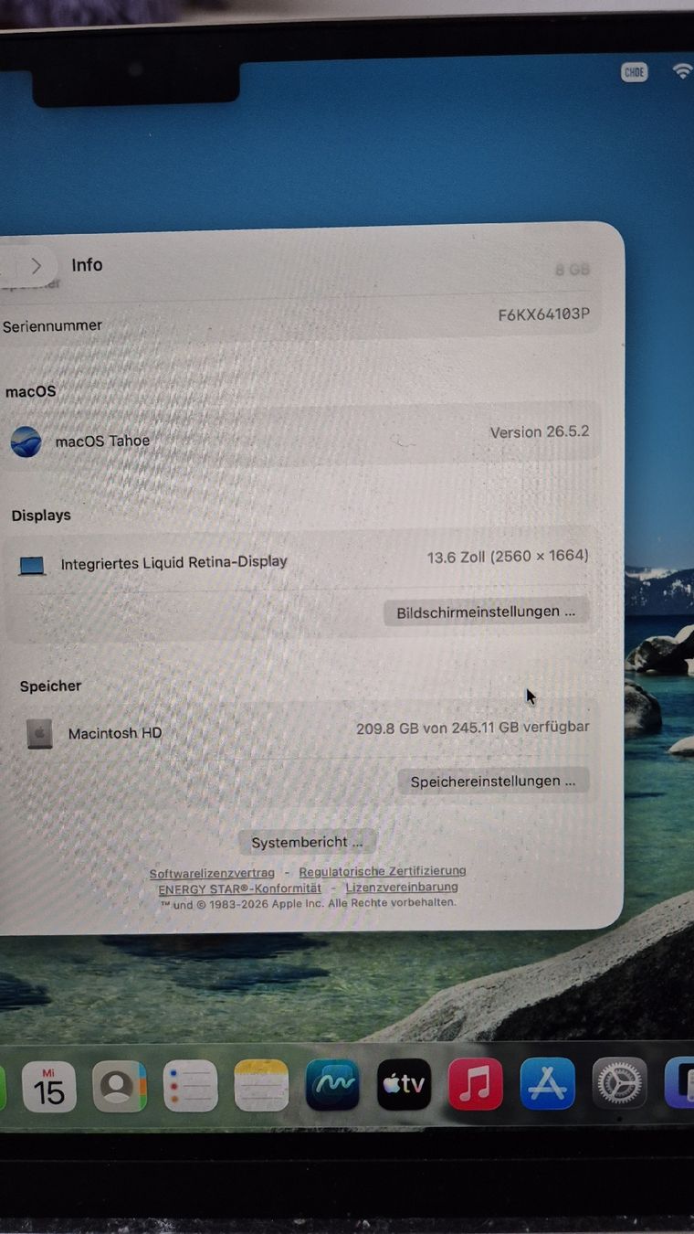 Apple Notebooks: MAC BOOK AIR13/M2-8/8G/256G/STARLIGHT – Gebraucht aus Ennetaach von MStr74 7