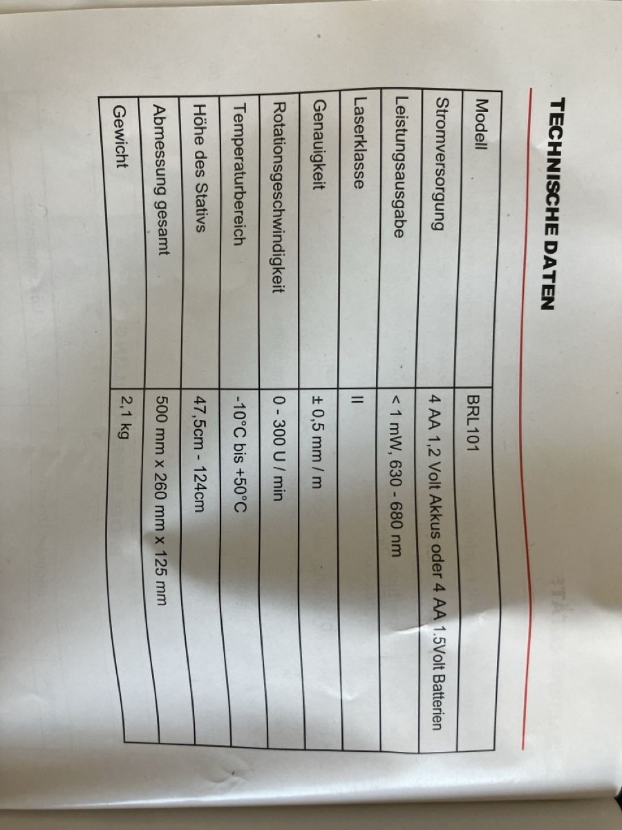 Misurare: Berlan Rotationslaser BRL101 - Komplett mit Stativ! – Usato da Zürich venduto da 2fresh4u 6