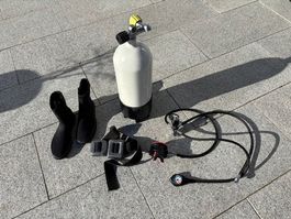 Tauch-Set, Tauchflasche, TauchSchuhe, Bleigurt!