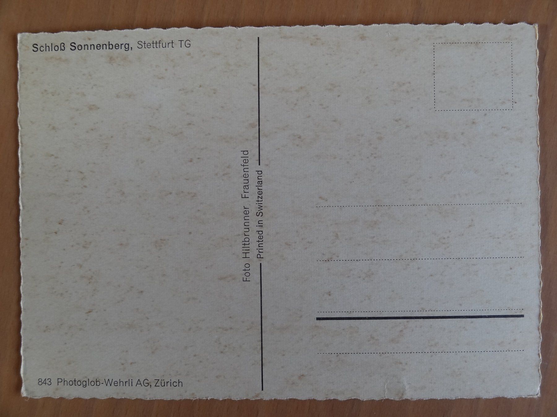 Ansichtskarten: Stettfurt - Schloss Sonnenberg - TG – Gebraucht aus St Léonard von Riglin 1