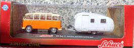 VW Bus T1 Samba 1:43 mit Wohnwagen Juniorline Schuco orange